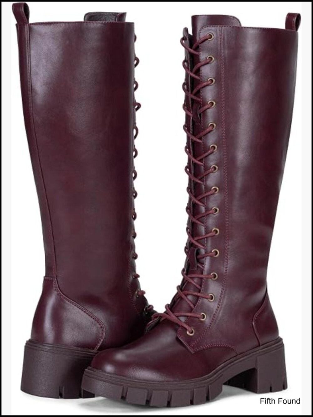 Knee High Combat Boots Chunky Platform Heel Lace Up Punk Work Boots